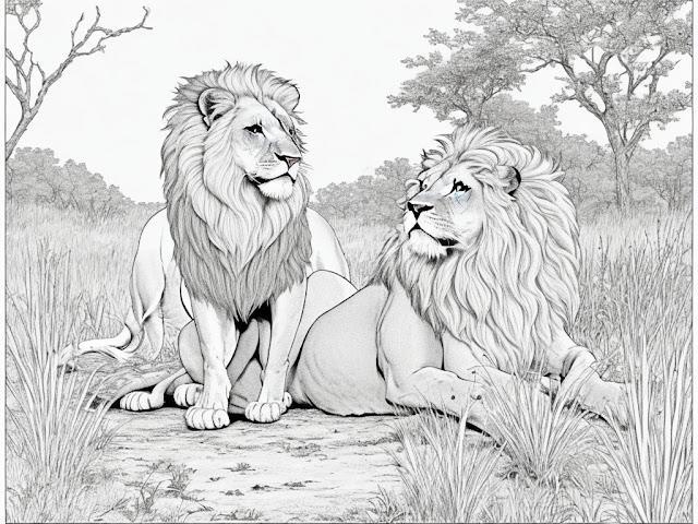 Lion hunter coloring page
