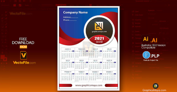 2021 Calendar (Bangla, English, Arabic Date Format) Vector File Free Download by VectoFile.com - ক্যালেন্ডার ডিজাইন ফাইল - Calendar Vector File Free
