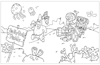 Patrick Star, SpongeBob SquarePants and Squidward Tentacles coloring page