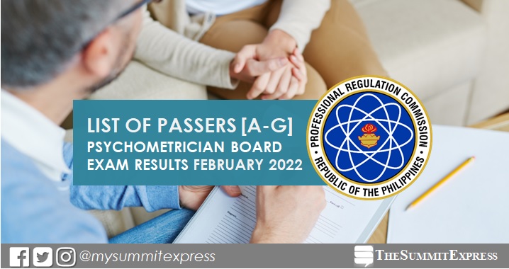 A-G PASSERS: February 2022 Psychometrician board exam result