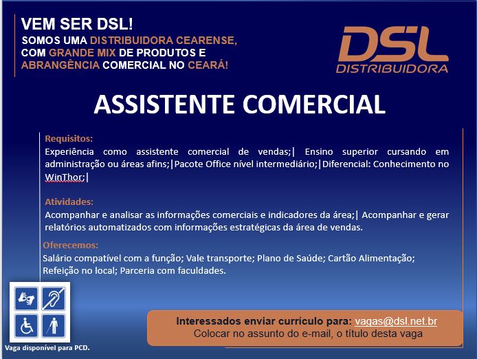 ASSISTENTE COMERCIAL - FORTALEZA/CE