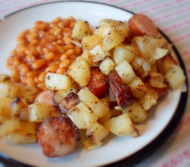 Oven Roasted Smoked Sausage and Potatoes