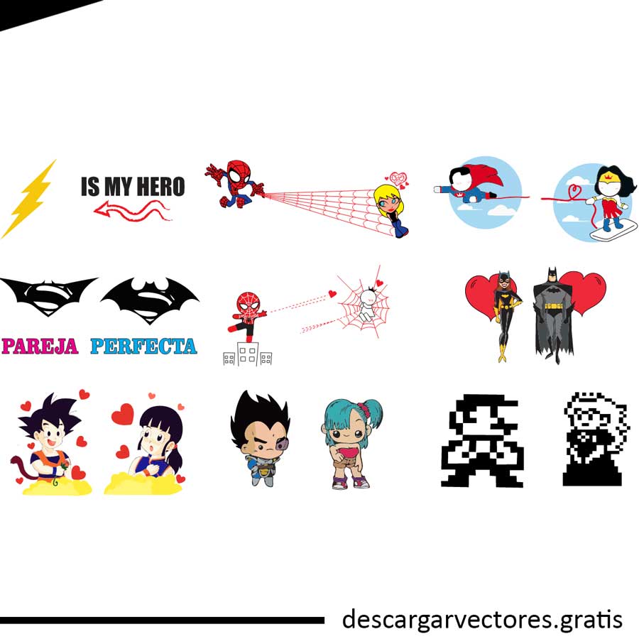 Pack de vectores de superheroes san valentine