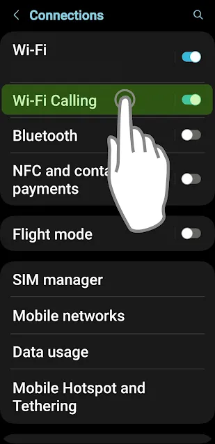 Wi-Fi Calling in Connections Menu Picture