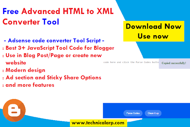 html to xml convertor adsense code converter tool script for blogger