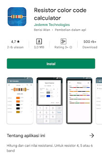 Aplikasi kode warna resistor