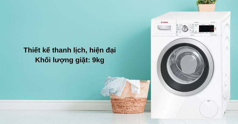 Máy giặt Bosch 9 Kg WAW28480SG là mẫu máy giặt cửa trước được làm bằng chất liệu thép không gỉ, siêu bền
