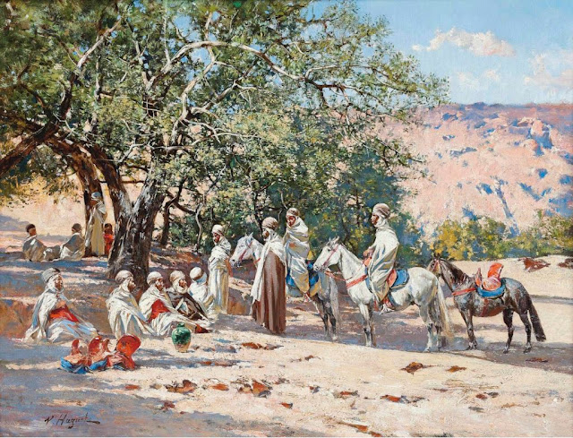Resting at an Oasis - Victor Pierre Huguet