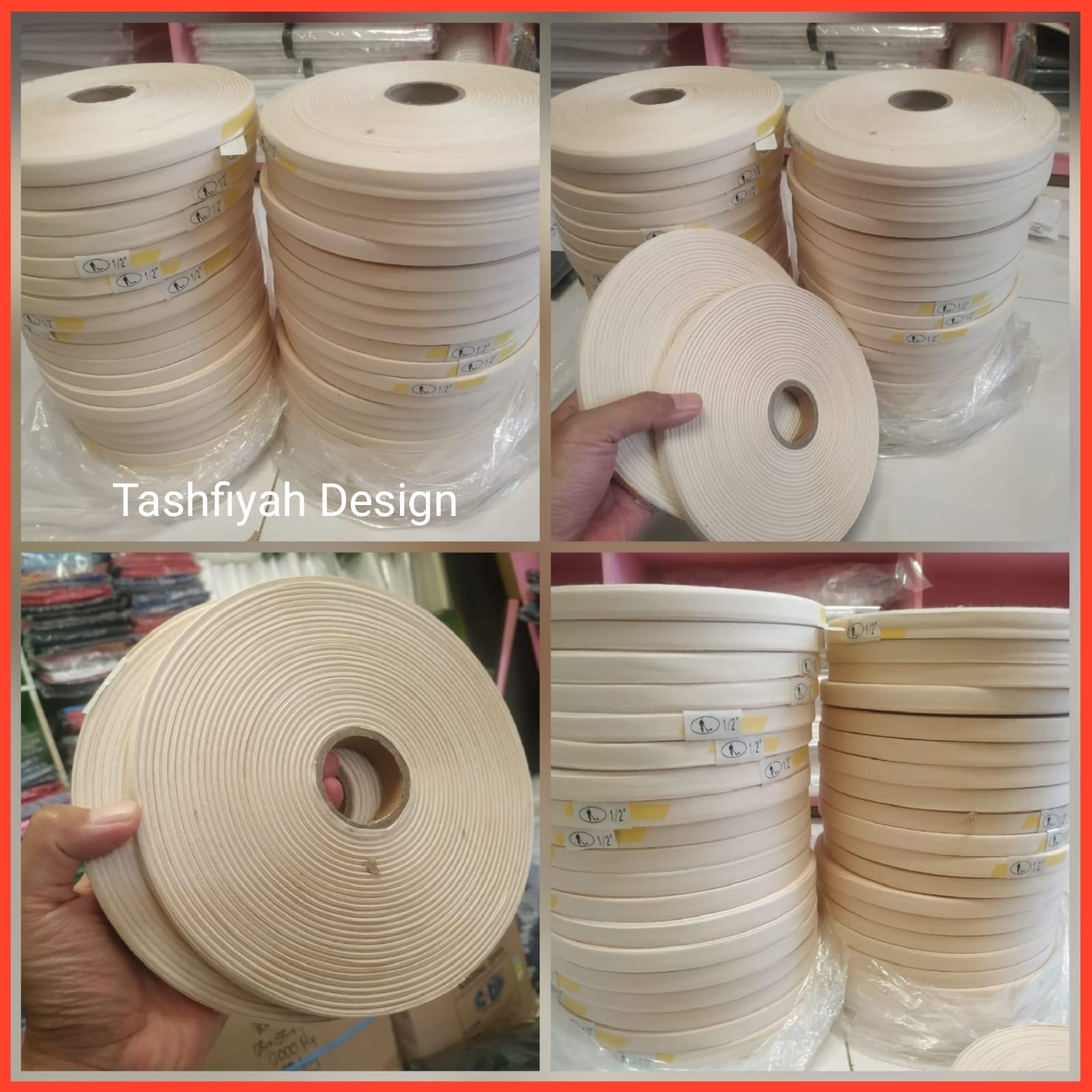 Label pita katun polos 100 meter / label pita katun polos halus krem atau hitam 1 2 3 cm