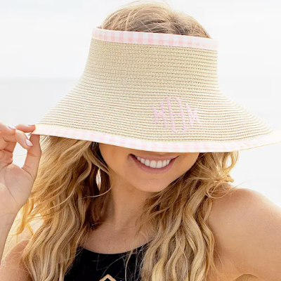 Monogrammed Packable Straw Visor