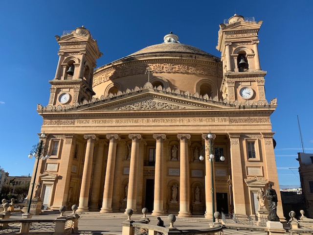 Limestone church, with large rotunda