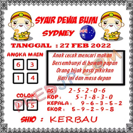 Prediksi Dewa Bumi Sdy Senin 27-Feb-2023