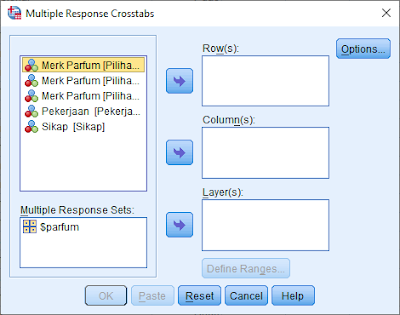 Kotak dialog Multiple Response Crosstabs di SPSS