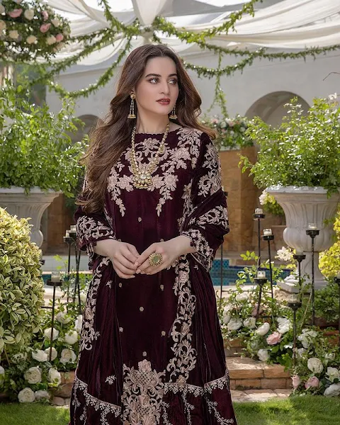 Azure Winter Velvet Collection features Aiman Khan