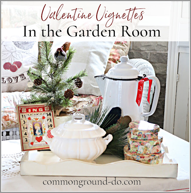 mixing valentines day and winter decor