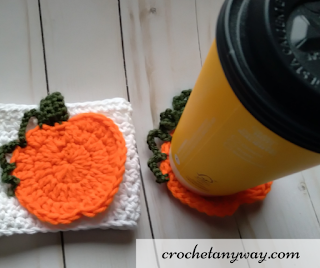 pumpkin coffee cup cozy and coaster