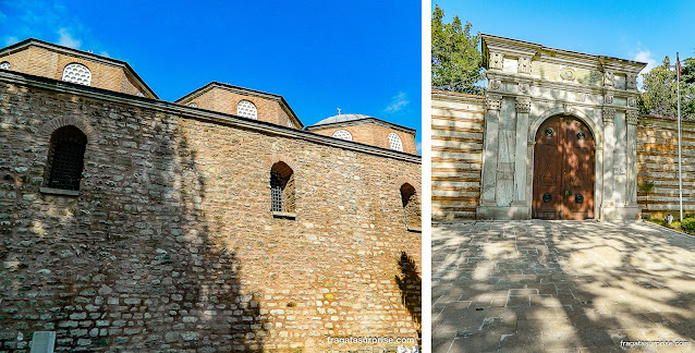 Muralhas e portal de entrada para visitantes do Palácio de Topkapi