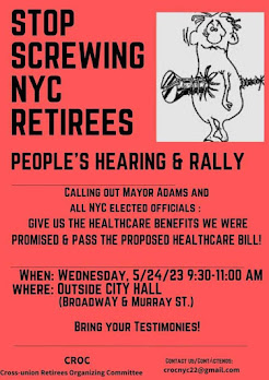 Rally of NYC municipal retirees: 'Stop Screwing NYC Retirees'