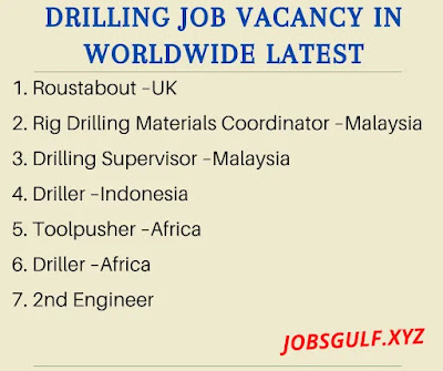 Drilling Job Vacancy in Worldwide Latest