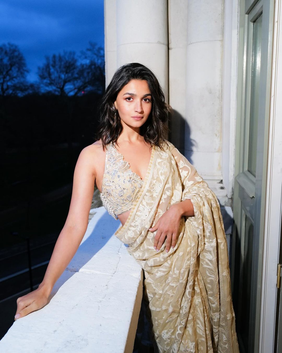 Alia Batt's Ivory Floral Resham Saree has grabbed a lot of attention at the Hope Gala 2024 in London