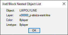 The Xref/Block Nested Object List dialog.