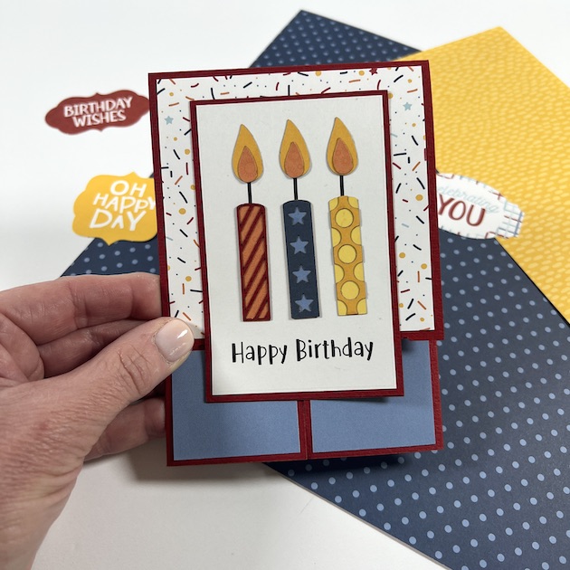 Handmade birthday card with candles