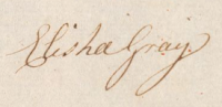 Elisha Gray's signature on an indenture contract with the Boston Overseers of the Poor