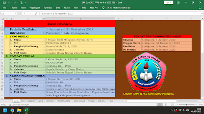 SKP Guru Format Excel Sesuai Permenpan RB No 6 Tahun 2022