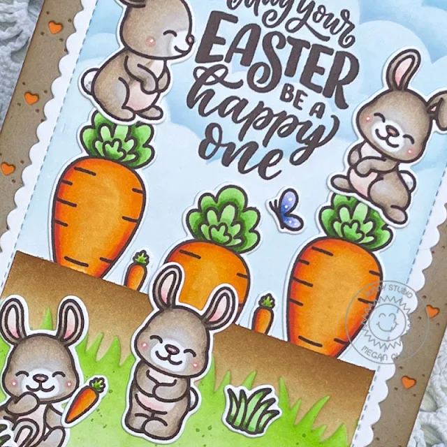 Sunny Studio Stamps: Bunnyville Card by Megan Quinn (featuring Quilted Heart Dies)