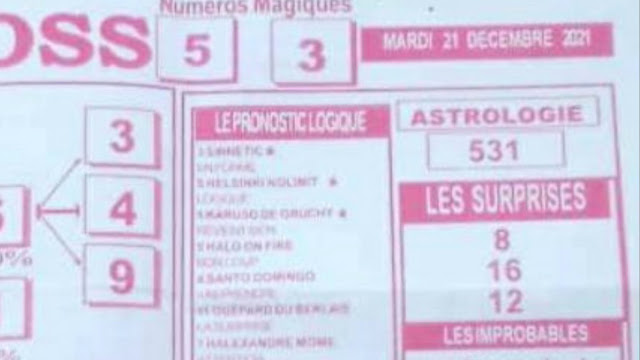 Pronostics quinté+ pmu mardi Paris-Turf TV-100 % 21/12/2021