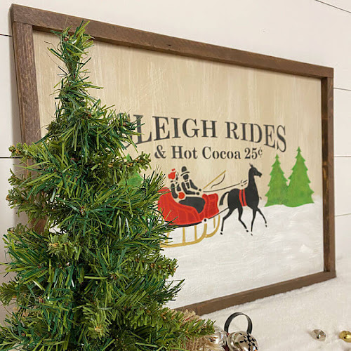 Horse Drawn Sleigh Ride Handmade Christmas Sign