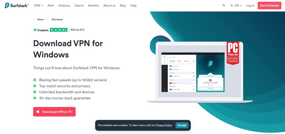 VPN for Windows, SurfShark