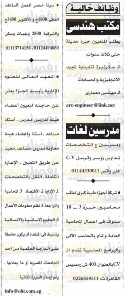 إليك... وظائف جريدة الأهرام العدد الأسبوعي الجمعة 14-1-2022 لمختلف المؤهلات والتخصصات بمصر وبالخارج