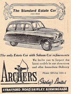 Archers (Shirley) Ltd Standard Vanguard Advert 1953