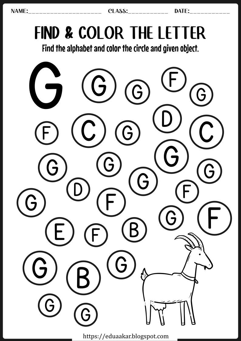 Identify Alphabet G Worksheet
