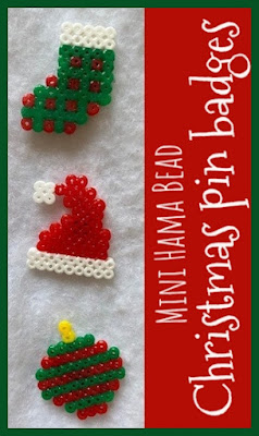 Mini Hama bead Christmas pin badges tutorial