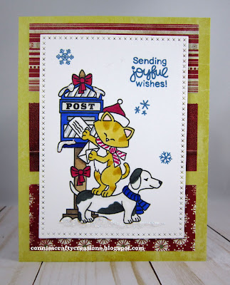 Sending joyful wishes by Connie features Holiday Post by Newton's Nook Designs; #inkypaws, #newtonsnook, #catcards, #cardmaking, #holidaycards, #christmascards