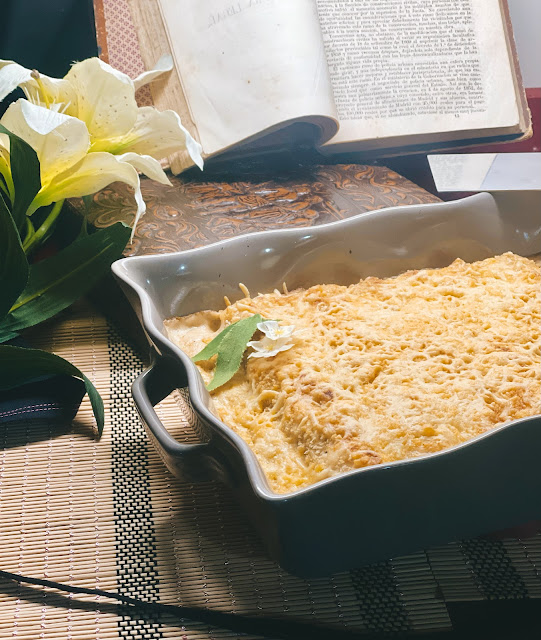 Canelones de pollo asado con bechamel de curry