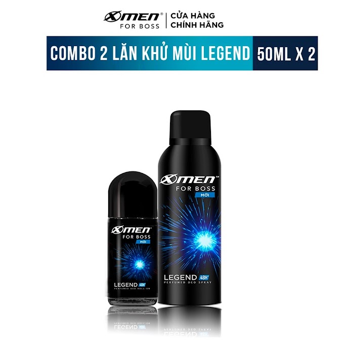 Mall Shop [ xmenforboss_officialstore ] Combo Lăn khử mùi X-men For Boss Legend 50ml + Xịt khử mùi X-men For Boss Legend 150ml