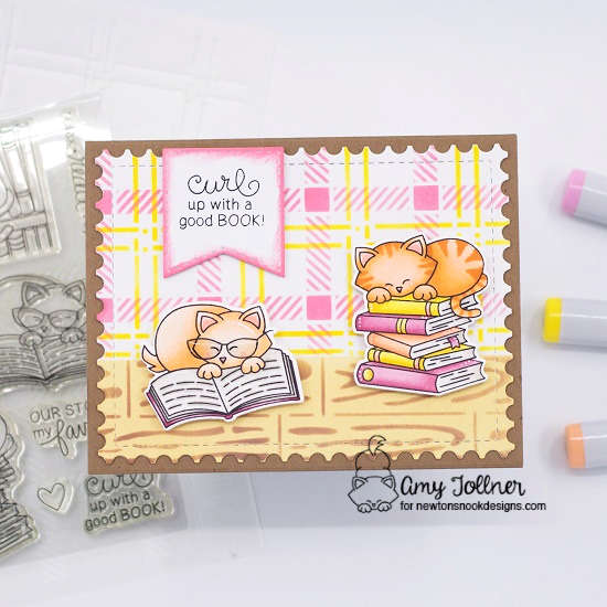 Newton's Book Club Stamp and Die Set, Hardwood Stencil, Plaid Stencil Set, Slimline Frames and Windows Die Set by Newton's Nook Designs #newtonsnook #handmade