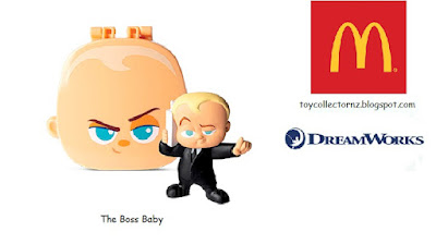 Boss Baby figure and head toy from McDonalds Dreamworks Favourites happy meal toy promotion 2022 Australia and New Zealand