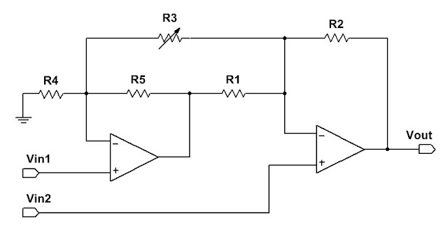 two op-amp instrumentation amplifier