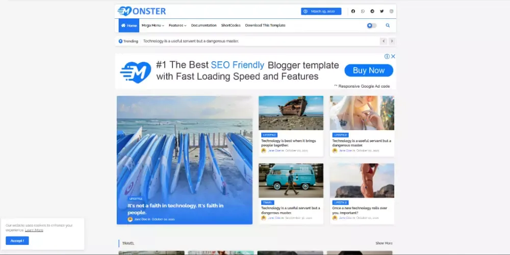 Monster Premium Flexible & Responsive Blogger Template