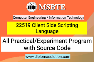 22519 Client Side Scripting Language | All Practical Program with Source Code | MSBTE Computer Engineering and Information Technology