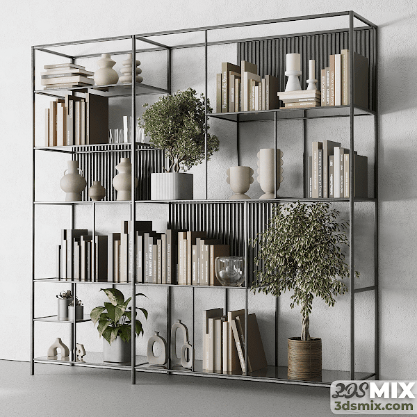 Metal Shelves Decorative With Book and plants Model No 17