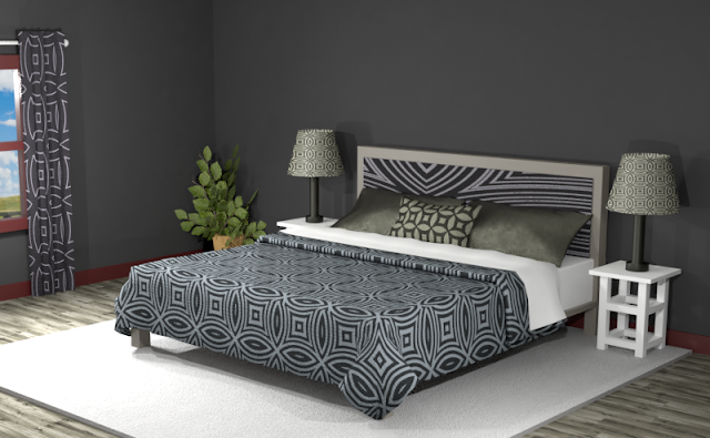 Black (#323233) Double-Split Complementary Room with Patterns