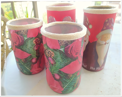 reciclagem de garrafas; vaso; garrafa cortada; decoração de natal;