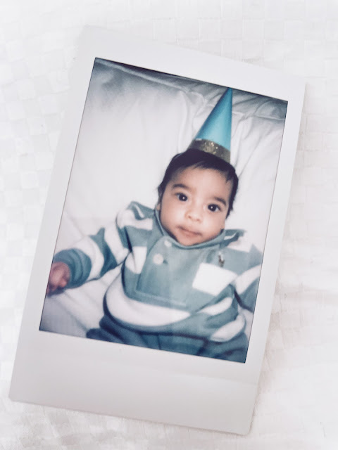 two month old baby birthday polaroid