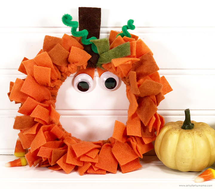 Felt Scrap Jack-O-Lantern Wreath