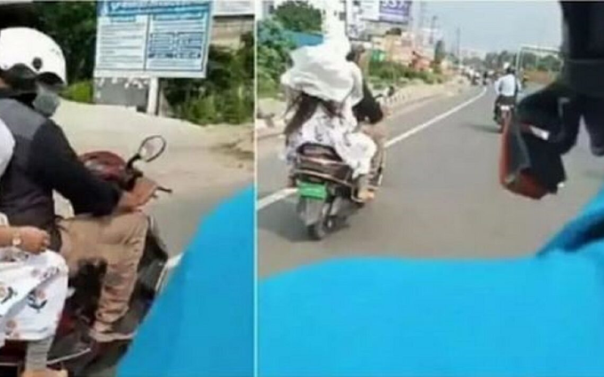 WATCH VIDEO:  Husband Catches Wife Cheating Red-Handed As She Was On A Scooty With Her Lover